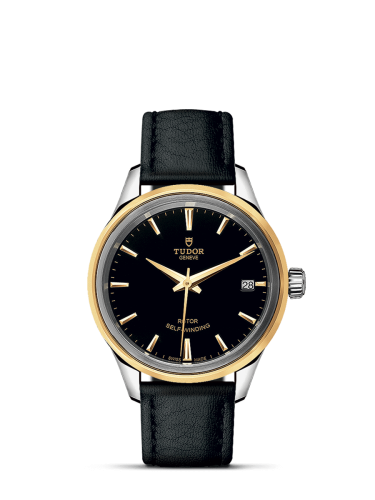 Tudor Style 34 Stainless Steel / Yellow Gold / Black / Strap 12303-0009