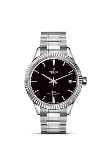 Tudor Style 34 Stainless Steel / Fluted / Black / Bracelet 12310-0003