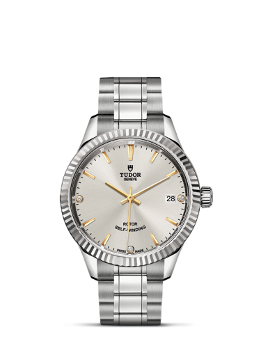 Tudor Style 34 Stainless Steel / Fluted / Silver-Diamond / Bracelet 12310-0011