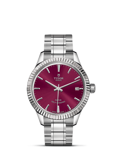 Tudor Style 34 Stainless Steel / Fluted / Burgundy / Bracelet 12310-0015