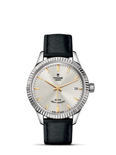 Tudor Style 34 Stainless Steel / Fluted / Silver / Strap 12310-0023