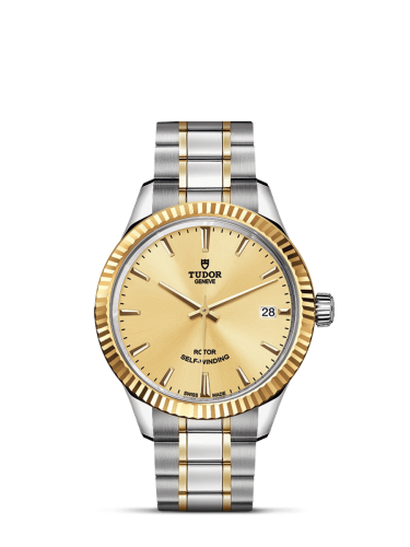 Tudor Style 34 Stainless Steel / Yellow Gold / Fluted / Champagne / Bracelet 12313-0001
