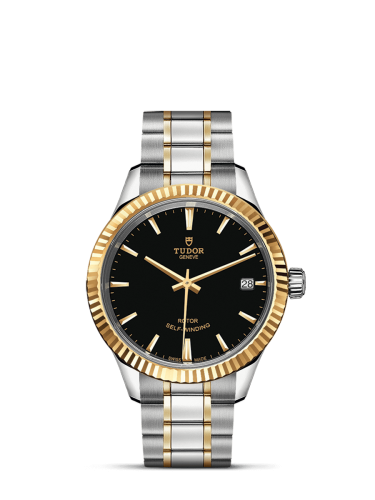 Tudor Style 34 Stainless Steel / Yellow Gold / Fluted / Black / Bracelet 12313-0005