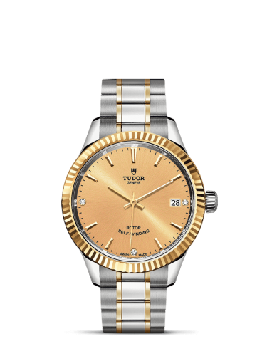 Tudor Style 34 Stainless Steel / Yellow Gold / Fluted / Champagne-Diamond / Bracelet 12313-0007