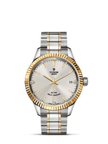 Tudor Style 34 Stainless Steel / Yellow Gold / Fluted / Silver-Diamond / Bracelet 12313-0009