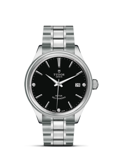 Tudor Style 38 Stainless Steel / Black-Diamond / Bracelet 12500-0004
