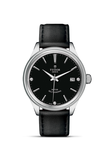 Tudor Style 38 Stainless Steel / Black-Diamond / Strap 12500-0008