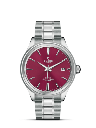 Tudor Style 38 Stainless Steel / Burgundy / Bracelet 12500-0011
