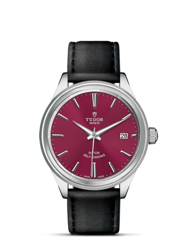 Tudor Style 38 Stainless Steel / Burgundy / Strap 12500-0012