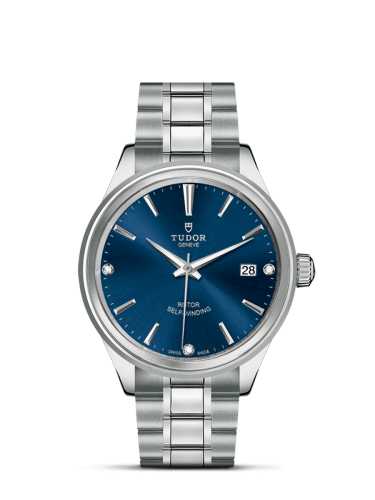 Tudor Style 38 Stainless Steel / Blue-Diamond / Bracelet 12500-0013
