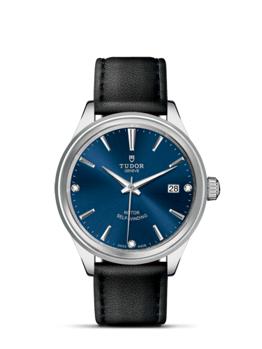 Tudor Style 38 Stainless Steel / Blue-Diamond / Strap 12500-0014