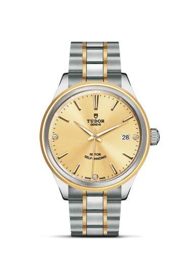 Tudor Style 38 Stainless Steel / Yellow Gold / Champagne-Diamond / Bracelet 12503-0004