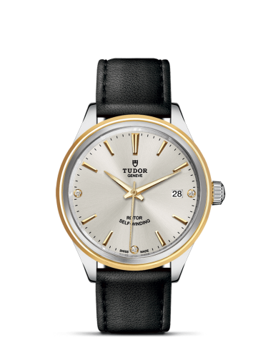 Tudor Style 38 Stainless Steel / Yellow Gold / Silver-Diamond / Strap 12503-0011