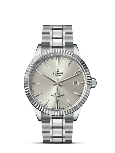 Tudor Style 38 Stainless Steel / Fluted / Silver / Bracelet 12510-0001