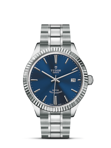 Tudor Style 38 Stainless Steel / Fluted / Blue / Bracelet 12510-0013