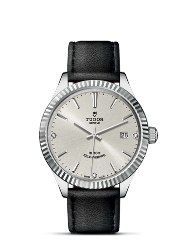 Tudor Style 38 Stainless Steel / Fluted / Silver-Diamond / Strap 12510-0024