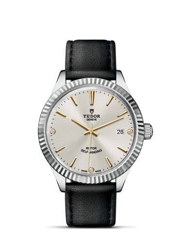 Tudor Style 38 Stainless Steel / Fluted / Silver-Diamond / Strap 12510-0026