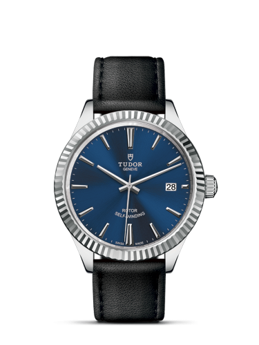 Tudor Style 38 Stainless Steel / Fluted / Blue / Strap 12510-0027