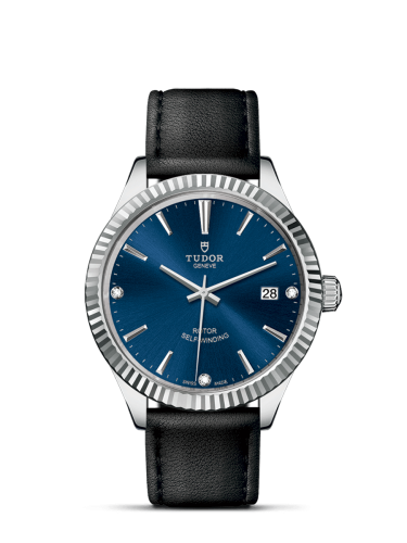Tudor Style 38 Stainless Steel / Fluted / Blue-Diamond / Strap 12510-0029