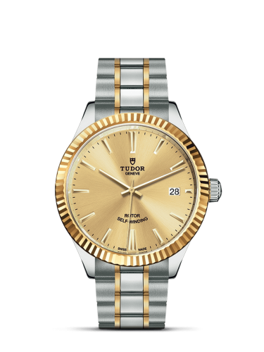 Tudor Style 38 Stainless Steel / Yellow Gold / Fluted / Champagne / Bracelet 12513-0001