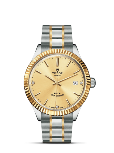 Tudor Style 38 Stainless Steel / Yellow Gold / Fluted / Champagne-Diamond / Bracelet 12513-0007