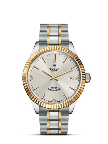 Tudor Style 38 Stainless Steel / Yellow Gold / Fluted / Silver-Diamond / Bracelet 12513-0009