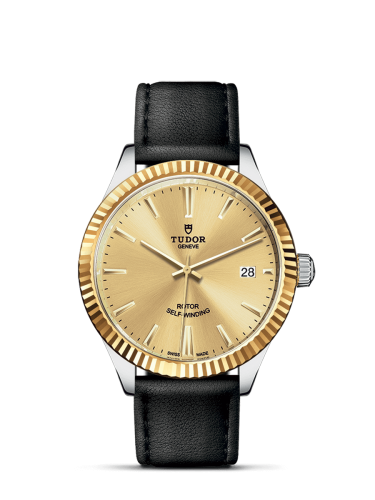 Tudor Style 38 Stainless Steel / Yellow Gold / Fluted / Champagne / Strap 12513-0017