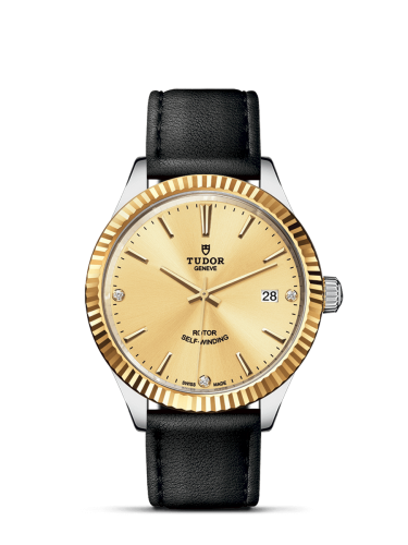 Tudor Style 38 Stainless Steel / Yellow Gold / Fluted / Champagne-Diamond / Strap 12513-0020