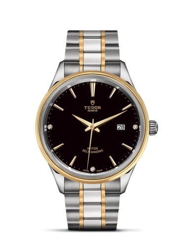 Tudor Style 41 Stainless Steel / Yellow Gold / Black-Diamond / Bracelet 12703-0006