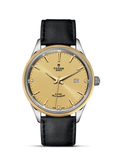 Tudor Style 41 Stainless Steel / Yellow Gold / Champagne-Diamond / Strap 12703-0010