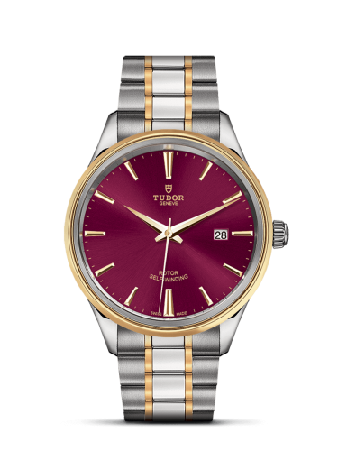 Tudor Style 41 Stainless Steel / Yellow Gold / Burgundy / Bracelet 12703-0013