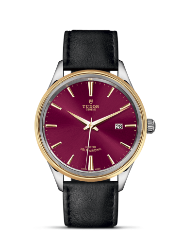Tudor Style 41 Stainless Steel / Yellow Gold / Burgundy / Strap 12703-0014