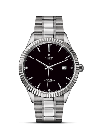 Tudor Style 41 Stainless Steel / Fluted / Black-Diamond / Bracelet 12710-0009