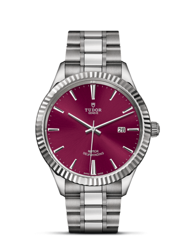 Tudor Style 41 Stainless Steel / Fluted / Burgundy / Bracelet 12710-0015