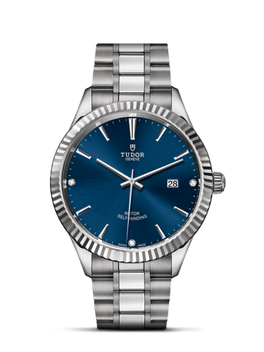 Tudor Style 41 Stainless Steel / Fluted / Blue-Diamond / Bracelet 12710-0017