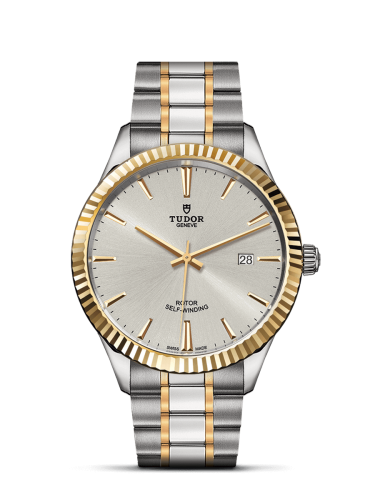 Tudor Style 41 Stainless Steel / Yellow Gold / Fluted / Silver / Bracelet 12713-0003