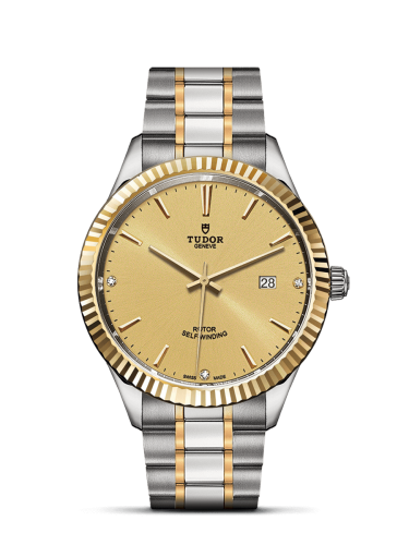 Tudor Style 41 Stainless Steel / Yellow Gold / Fluted / Champagne-Diamond / Bracelet 12713-0007