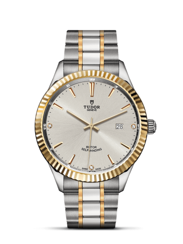 Tudor Style 41 Stainless Steel / Yellow Gold / Fluted / Silver-Diamond / Bracelet 12713-0009