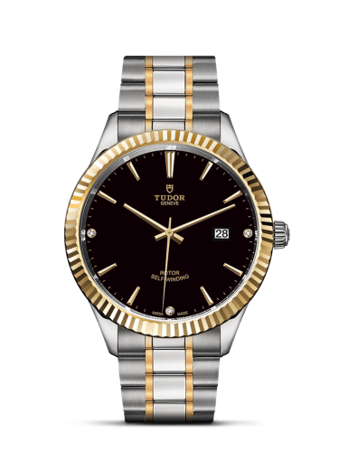 Tudor Style 41 Stainless Steel / Yellow Gold / Fluted / Black-Diamond / Bracelet 12713-0011