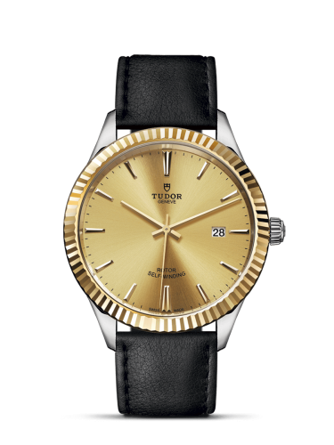 Tudor Style 41 Stainless Steel / Yellow Gold / Fluted / Champagne / Strap 12713-0017