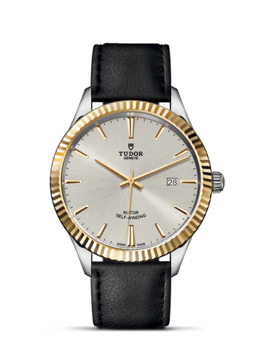 Tudor Style 41 Stainless Steel / Yellow Gold / Fluted / Silver / Strap 12713-0018