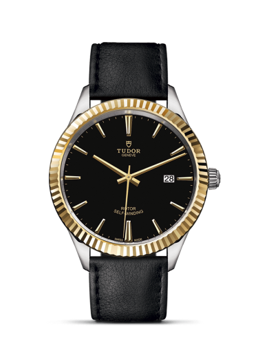 Tudor Style 41 Stainless Steel / Yellow Gold / Fluted / Black / Strap 12713-0019