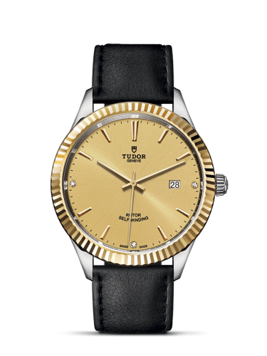 Tudor Style 41 Stainless Steel / Yellow Gold / Fluted / Champagne-Diamond / Strap 12713-0020