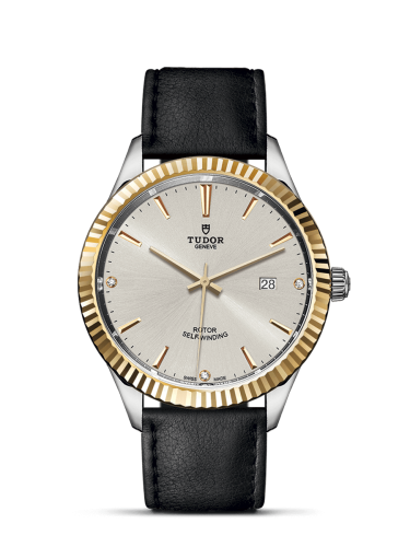 Tudor Style 41 Stainless Steel / Yellow Gold / Fluted / Silver-Diamond / Strap 12713-0021
