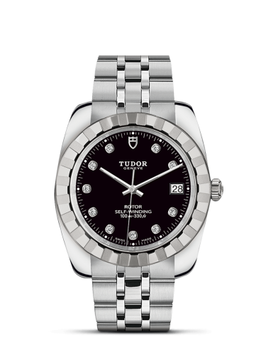 Tudor Classic 38 Stainless Steel / Fluted / Black-Diamond / Bracelet 21010-0010