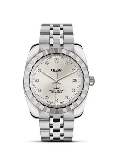 Tudor Classic 38 Stainless Steel / Fluted / Silver-Diamond / Bracelet 21010-0012