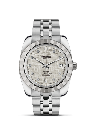 Tudor Classic 38 Stainless Steel / Fluted / Silver-Diamond / Bracelet 21010-0013