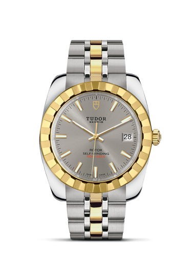 Tudor Classic 38 Stainless Steel / Yellow Gold / Fluted / Silver / Bracelet 21013-0001