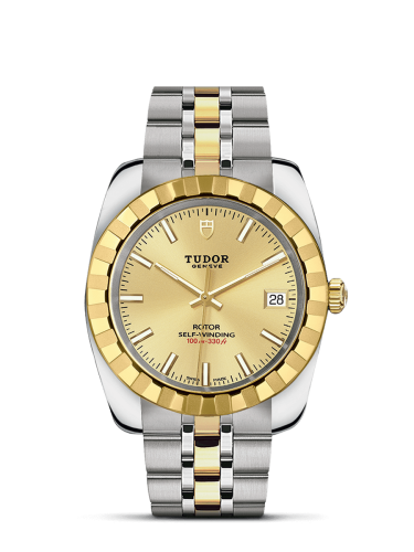 Tudor Classic 38 Stainless Steel / Yellow Gold / Fluted / Champagne / Bracelet 21013-0002