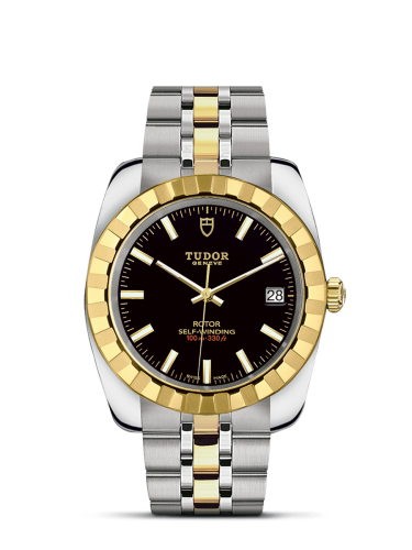 Tudor Classic 38 Stainless Steel / Yellow Gold / Fluted / Black / Bracelet 21013-0003